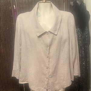 Flax Beige Linen Button-Down Women's Shirt